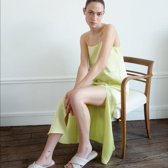 ZARA BLOGGER FAVORITE SATIN MIDI FLOWY DRESS - Picture 11 of 14